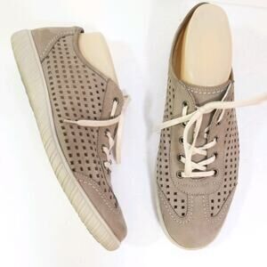 Gabor taupe leather punch out comfort sneakers 7.5